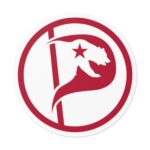 Red Bear Flag Round Vinyl Sticker — California Pirate/State Pride Decal