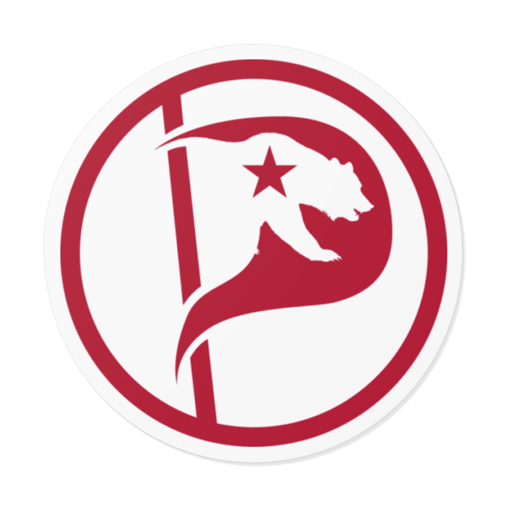 Red Bear Flag Round Vinyl Sticker — California Pirate/State Pride Decal