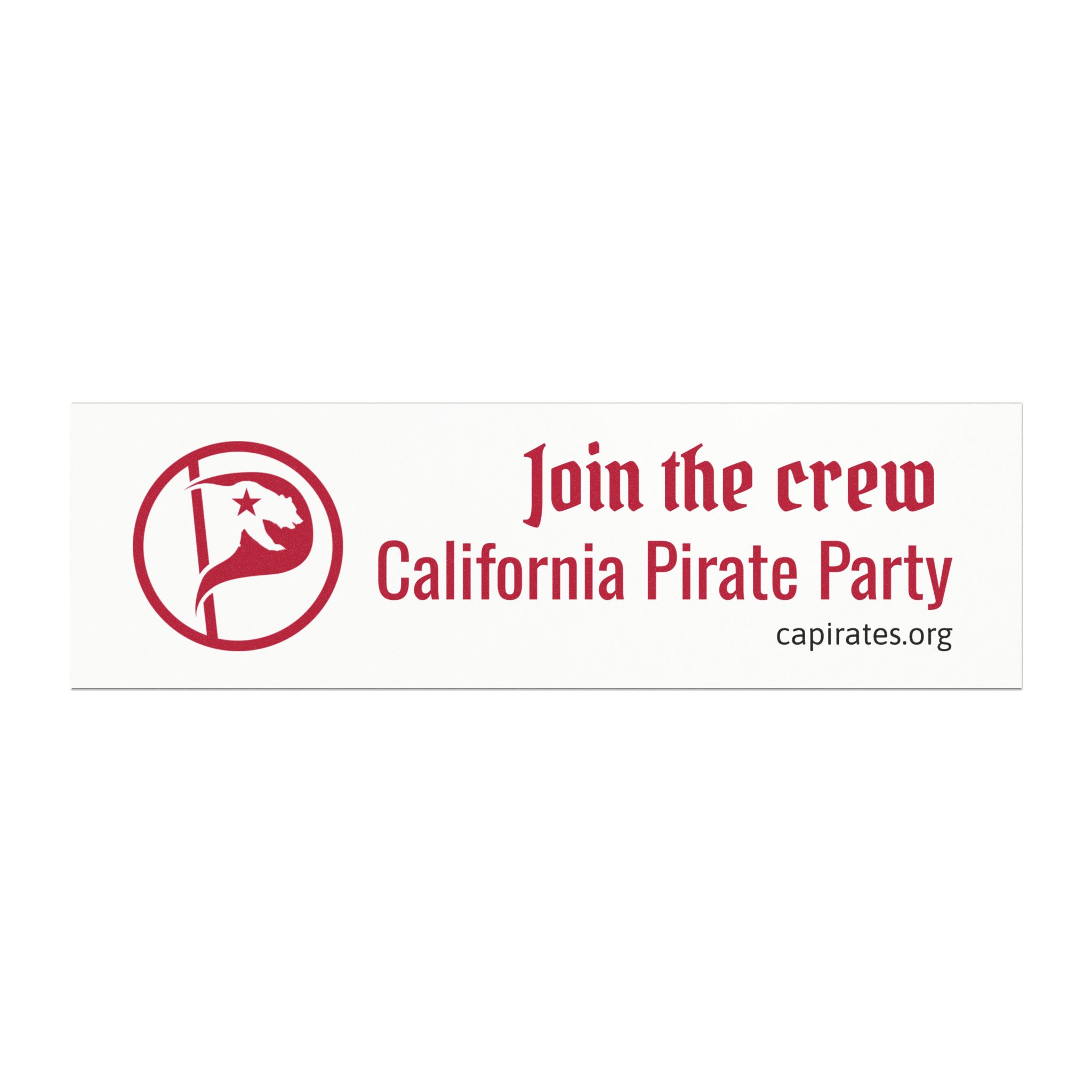 Pirate Party Car Magnet — “Join the crew” California Pirate Party Bumper Sticker