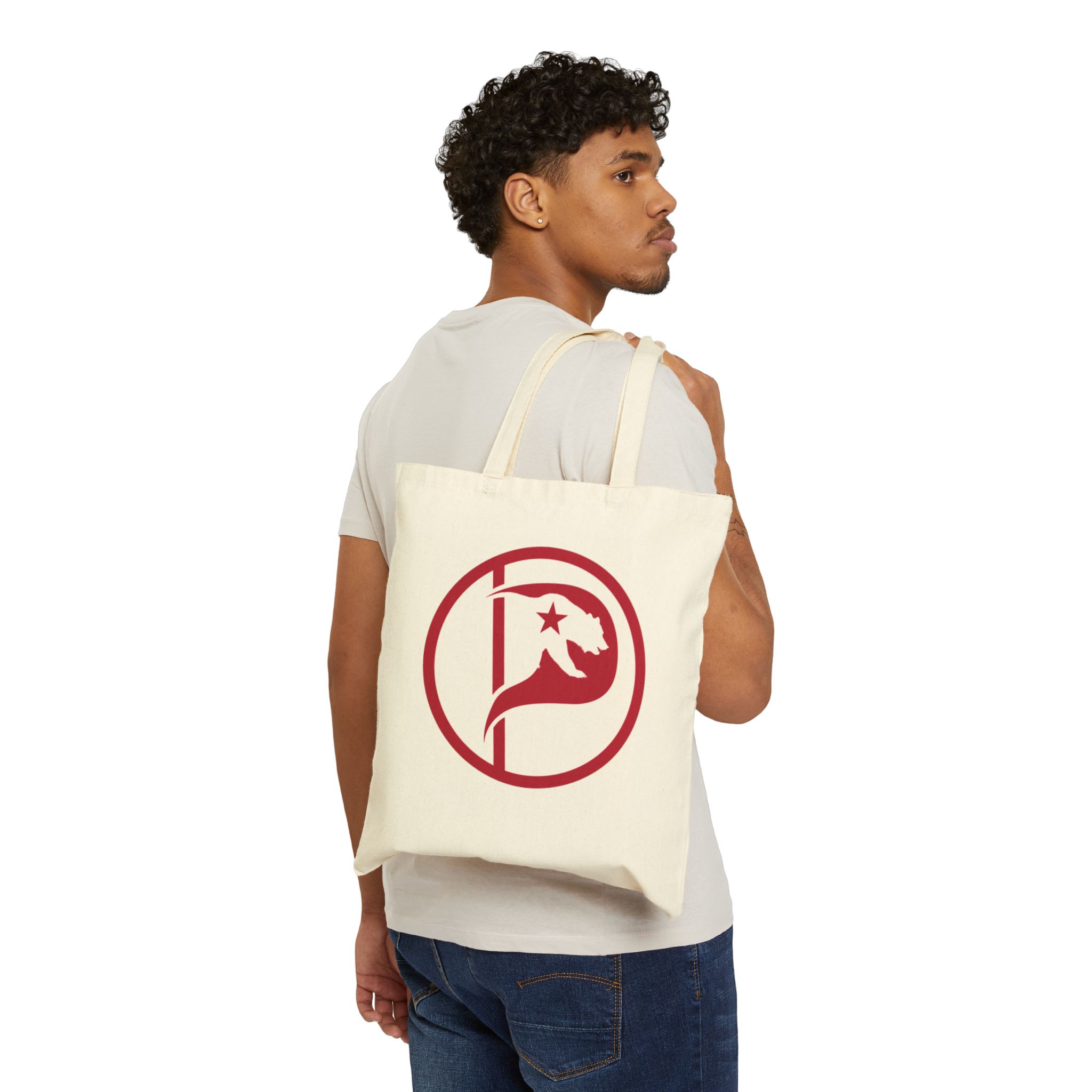 Tote Bag — Red Vintage Flag Emblem Canvas Tote - Image 3